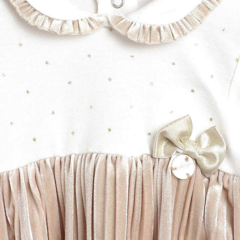 Girls Bronze Velour Long Sleeve Dress image number null